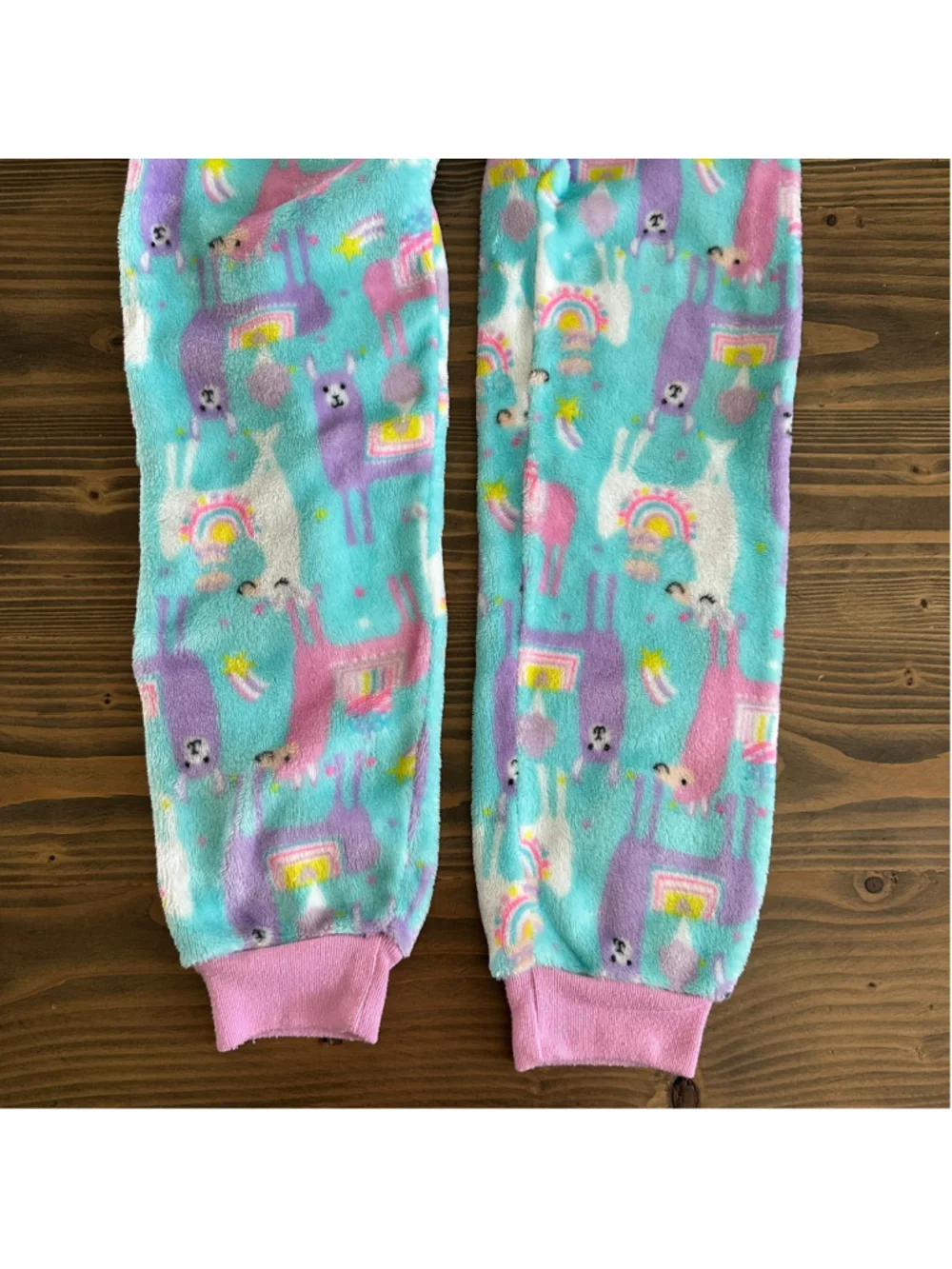 Girls Children's Place Llama Pajama Onesie M 7/8 Blue Pink Hooded Fleece